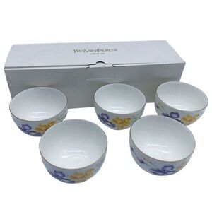 5-Pc Yves Saint Laurent Embossed Floral Design Soup Bowl Set